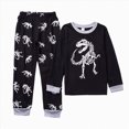 thumbnail image 2 of Gibobby Toddler Boys Pajamas Boys Clothes Sets Cartoon Print Long Sleeve Top Pants Matching Pajamas Pajamas Loungewear Boys Pajamas Toddler Boys Clothes,Black,Size 2-3 Years, 2 of 4