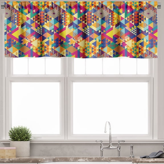 Ambesonne Colorful Valance Pack of 2, Modern Triangles, 54"X18", Multicolor