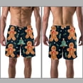 thumbnail image 3 of luoweisi Men's Beach Shorts Quick Dry Swim Trunks with Mesh Lining Christmas Gingerbread Man L, 3 of 5