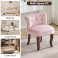 thumbnail image 6 of Velvet Vanity Chair with Back, Tufted Upholstered Vanity Stool with Solid Wood Legs, Mid Century Small Makeup Chair for Vanity, Accent Chair for Bedroom, Living Room, Pink, 6 of 6