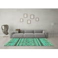 thumbnail image 3 of Ahgly Company Machine Washable Indoor Rectangle Abstract Turquoise Blue Modern Area Rugs, 2' x 5', 3 of 4