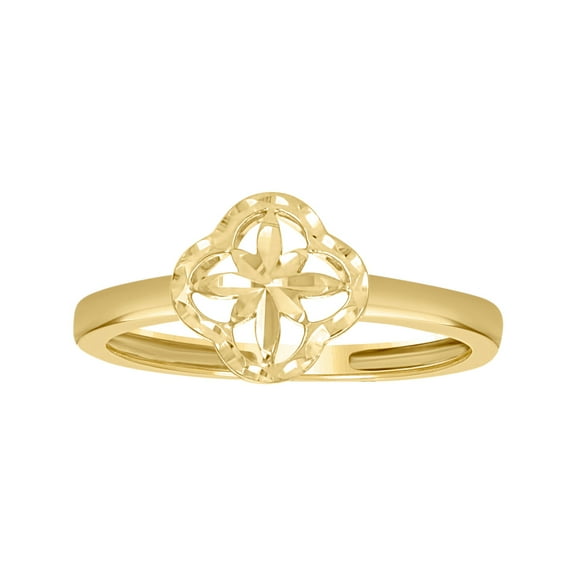 10k Two-tone Gold Womens Clover Good Luck Ring 8.9x1.7mm Wide Ring for Women - 1.6 Grams