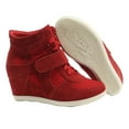 thumbnail image 3 of rismart Women's Formal Wedge Hidden Heel Suede Leather Fashion Sneakers Red US8 8522, 3 of 5