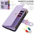 thumbnail image 4 of Dteck for iPhone 13 Pro Case, Crossbody Shoulder Strap RFID Blocking Shockproof Magnetic Closure Flip Stand Card Slot Wallet Zipper Lanyard Phone Case Cover, Purple, 4 of 11