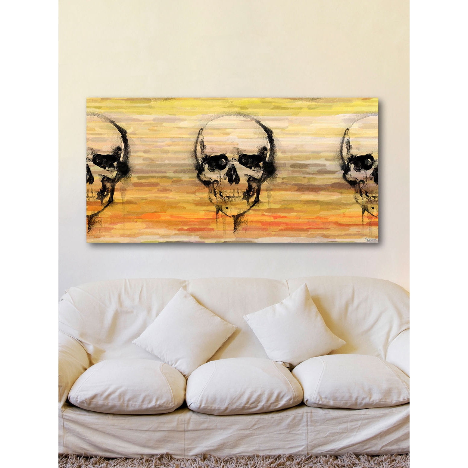"Yellow Skull" Painting Print on Wrapped Canvas
