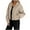 Khaki, variant on Womens Cropped Jacket Zip up Bottom Drawstring Casual Long Sleeve Solid Color Athletic Coats