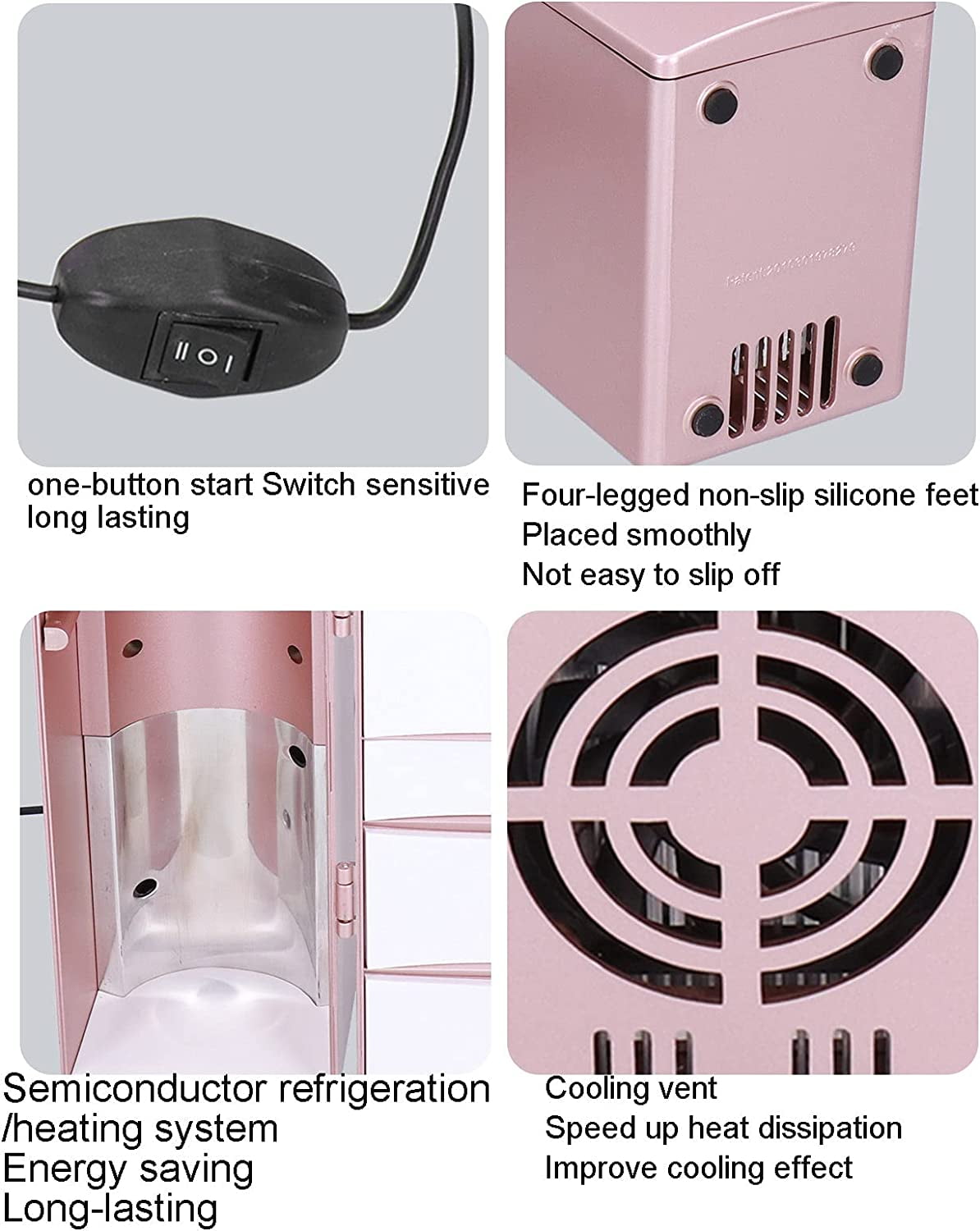 Portable Cooler & Warmer  Fridge - 4.7x3.3x9.8"  Gold Thermoelectric  Fridge for Skincare, Cosmetics, Beverage, Office, Car - Dual Use Refrigerator