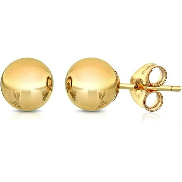 Premium 14K Gold Ball Stud Earrings Available in Yellow, Rose & White