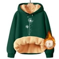 thumbnail image 4 of IMENGL Winter Spring warm fleece hooded sweatshirt falling dandelion, Green M, Size M-5XL, 4 of 4