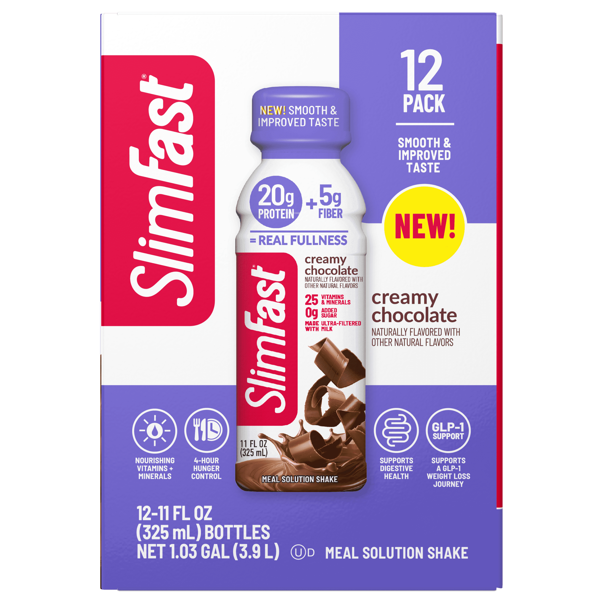 SlimFast High Protein 20g Ready To Drink Meal Replacement Shake Creamy Chocolate, 11oz, 12ct