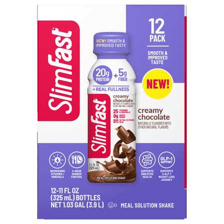 SlimFast High Protein 20g Ready To Drink Meal Replacement Shake Creamy Chocolate, 11oz, 12ct