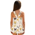 thumbnail image 2 of Xixirimido Roosters Yellow Roses Print Girls Swimsuit One Piece UPF 50+ Skirted Bathing Suit Modest Beach Swim Dress with Built-in Shorts for Kids, 8-9 Years, 2 of 7