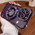 thumbnail image 5 of for iPhone 16e Magnetic Ring Stand Case Compatible with MagSafe, Cute Bling Sparkly Phone Cover with Crystal Diamonds Rhinestone Case with Camera Lens Protector for iPhone 16e 6.1" (Purple), 5 of 9