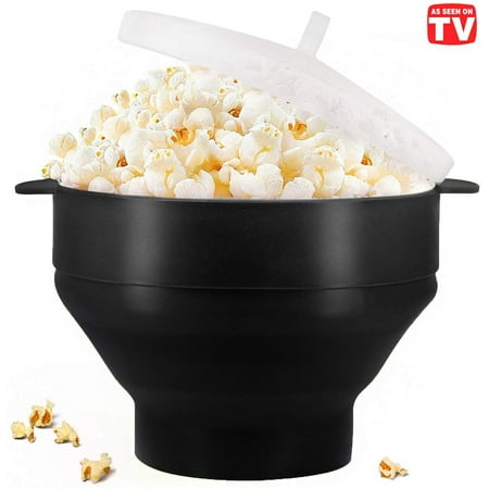 

Korcci Microwave Popcorn Popper BPA Free Silicone Hot Air Microwavable Popcorn Maker Bowl Use In Microwave Oven Black
