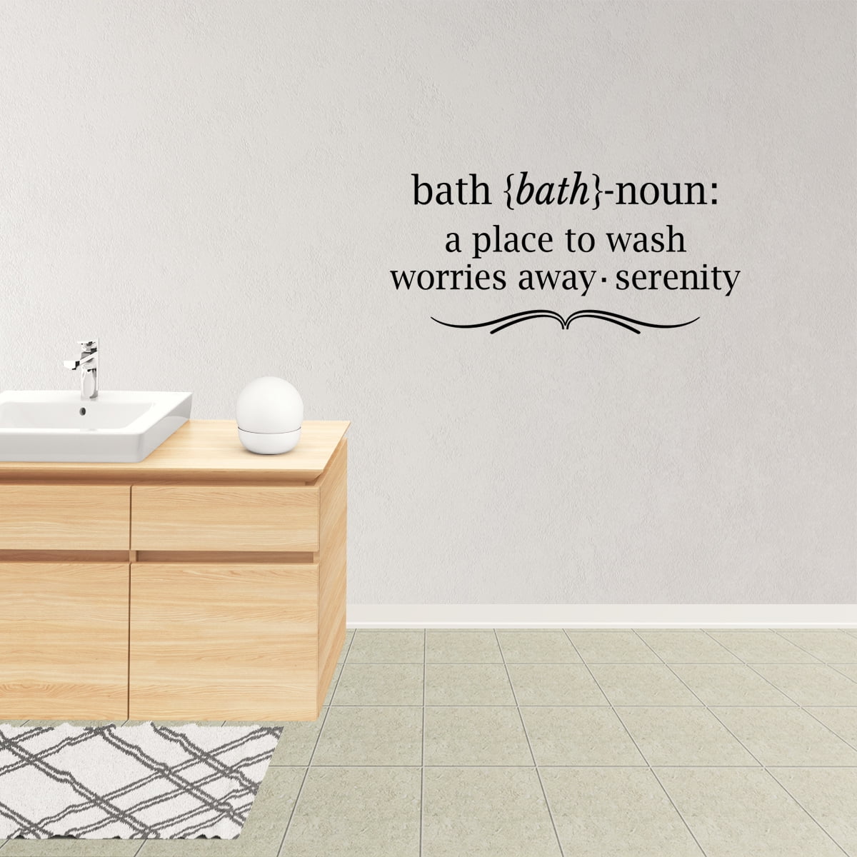 Bath {Bath} Noun A Place To Wash Worries Away Serenity Vinyl Wall