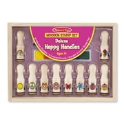 Melissa & Doug Deluxe Happy Handle Stamp Set With 10 Stamps, 5 Colored Pencils, and 6-Color Washable Ink Pad