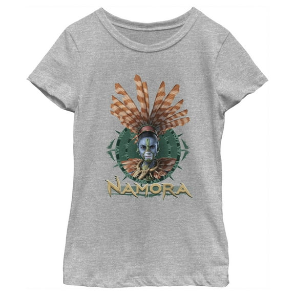 Girl's Black Panther: Wakanda Forever Namora Portrait Graphic Tee Athletic Heather Medium