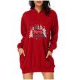 thumbnail image 1 of Pisexur Robe de Noël pour Femmes Imprimé Arbre de Noël Sweat à Capuche Robe de Vacances Décontractée Manches Longues Mini Robes de Fête d'Automne pour Femmes avec Poches, 1 of 3