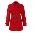 thumbnail image 4 of Women's Double-Breasted Wool Blend Trench Coat Stylish Long Overcoat with Belt and Pockets, Red, 4 of 4