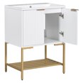 thumbnail image 6 of EUROCO 24" Bathroom Vanity with Sink,Modern Bathroom Vanity Cabinet with 2 Doors ,Open Storage Shelf and Gold Metal Frame, White, 6 of 8