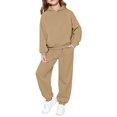 thumbnail image 3 of Children's Casual Solid Color Sweatshirt and Pants Two Piece Set, 3 of 7