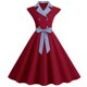 thumbnail image 1 of WILLBEST Vestidos de Mujer Vestido Informal de Manga Corta con Solapa para Fiesta de Noche y Graduación de Los Años 50 Chica, 1 of 3