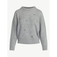 thumbnail image 5 of Free Assembly Women's Embellished Mock Neck Sweater with Long Sleeves, Sizes XS-4X, 5 of 5