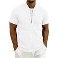thumbnail image 3 of Men's Casual Jacket Quick Dry Polyester, Stand Up Collar Short Sleeve Zip Up Active Top, Lightweight Outdoor Rain Shell, Cycling Running Fishing | Zenithor,White XL, 3 of 6