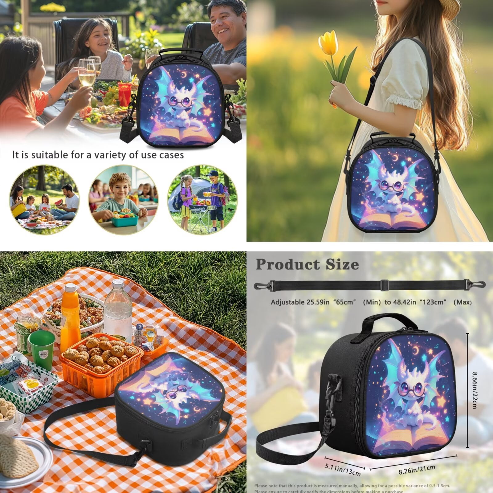 Pzuqiu Galaxy Cute Dragon Backpack for Girls 5 Piece School Bookbag with Lunch Bag Lightweight School Bag for Girls 10-12 Elementary Backpack with Water Bottle Bag Pencil Box