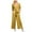 Yellow, variant on aidice Plus Size Jumpsuits for Women Cotton Linen Lightweight V Neck Short Sleeve Belt Zip Loose Casual Pants
