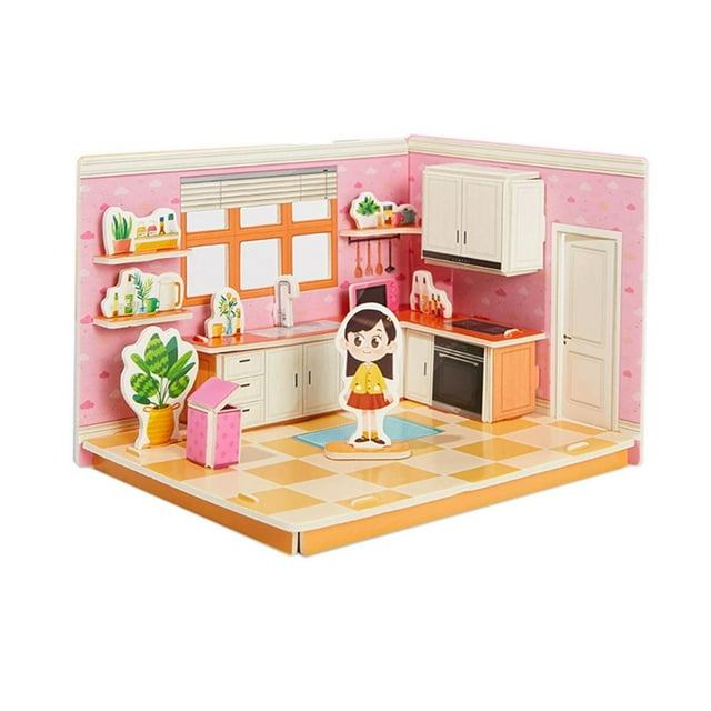 Childrens Paper Puzzle 3D Model Boys DIY House Craft Learning Kit Toy Early Educational