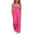 thumbnail image 3 of MKOSPLRT Girls Overalls Kids Casual Sleeveless Wide Leg Jumpsuit Loose Rompers with Pockets 5-14 Years for Travel Vacation, 3 of 10