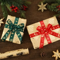 Kugisaki Vintage Christmas Gift Wrapping Paper,27.6” x 19.7”Per Sheet, Kraft Wrapping Paper with Christmas Elements & Metallic Foil Shine, Festival Party Gift Wrapping Paper