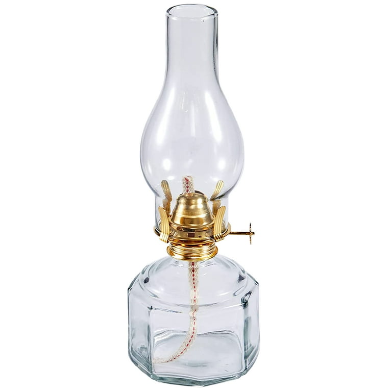 hirigin Clear Glass Kerosene Lamp Vintage Hurricane Lamp Oil Lantern for Indoor  Use Home Emergency Decor 