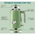 thumbnail image 3 of Electric Kettle - 57oz Hot Tea Water Boiler with Thermometer, 1500W Fast Heating Stainless Steel Pot, Cordless LED Indicator, Auto Shut-Off & Boil Dry Protection, Retro Green, 3 of 8