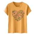 thumbnail image 5 of Primavera Top Mujeres de Moda de Cuello Redondo con Patrones de Corazón de Manga Corta Camiseta Top para Uso Diario Y de Fiesta, 5 of 5