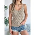 thumbnail image 6 of Womens Summer Crochet Tank Tops Knit Sleeveless Scoop Neck Sweater Vest Boho Hollow Out Cover Ups Khaki S, 6 of 9