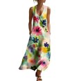 thumbnail image 3 of ClodeEU Women's Printed V Neck Sleeveless Flowy Dress ,Casual Summer Midi Dress J-Multicolor,Womens Plus M, 3 of 9