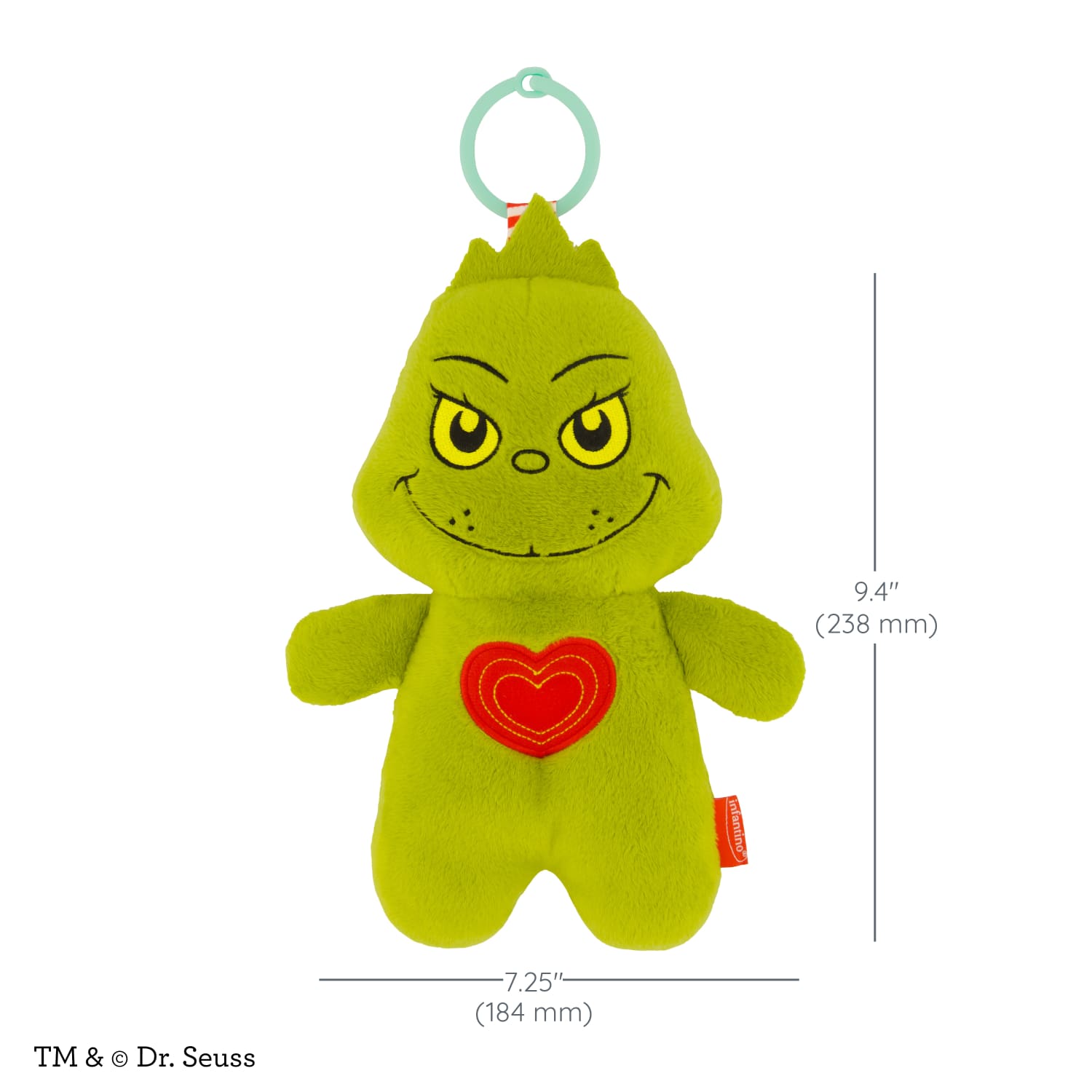 Infantino Musical Light-up Pal - The Grinch, 9.4-inch Holiday Light-Up Plush with Sounds and Melodies