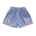 thumbnail image 3 of SROBPTY Teen Girls Summer Shorts Solid Elastic Waist Denim Pants for 2-13Y, 3 of 5