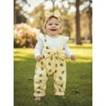 thumbnail image 4 of BemeyourBBs Newborn Baby Girls Bee Outfit Cute Bee Print Ruffle Long Sleeve Romper Fake Two-Piece Jumpsuit with Bowknot Headband Inffant Baby Girl Fall Winter Spring Clothes, 4 of 9