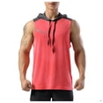 thumbnail image 2 of Afdoent Men's Tank Top Male Athleisure Vest Sleeveless Hooded Color Block Running Gym T Shirt Comfortable, 2 of 4