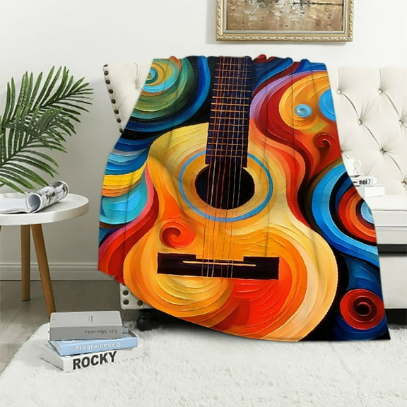 Creowell Guitar Artist Gifts Super Soft Flannel Blanket for Bed Sofa Decor All Seasons Plush Blankets 40x50in