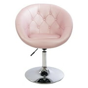 Impressions Vanity Antoinette Round Tufted 360 Degree Swivel Vanity Chair with Flat Base(Rose Gold)