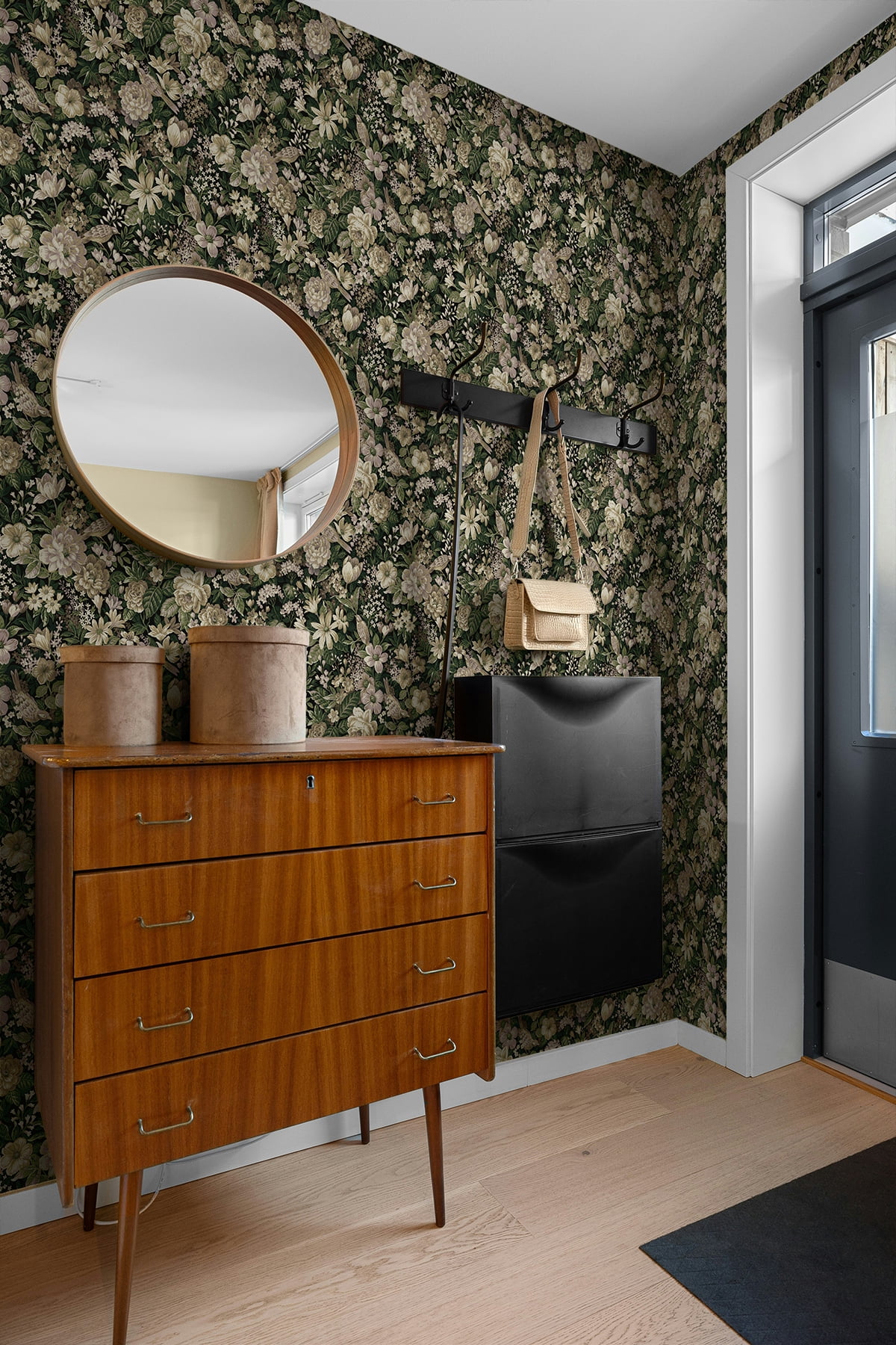 NextWall Green & Mauve Vintage Bird Garden Peel and Stick Wallpaper - 20.5 in. W x 9 ft. L Roll
