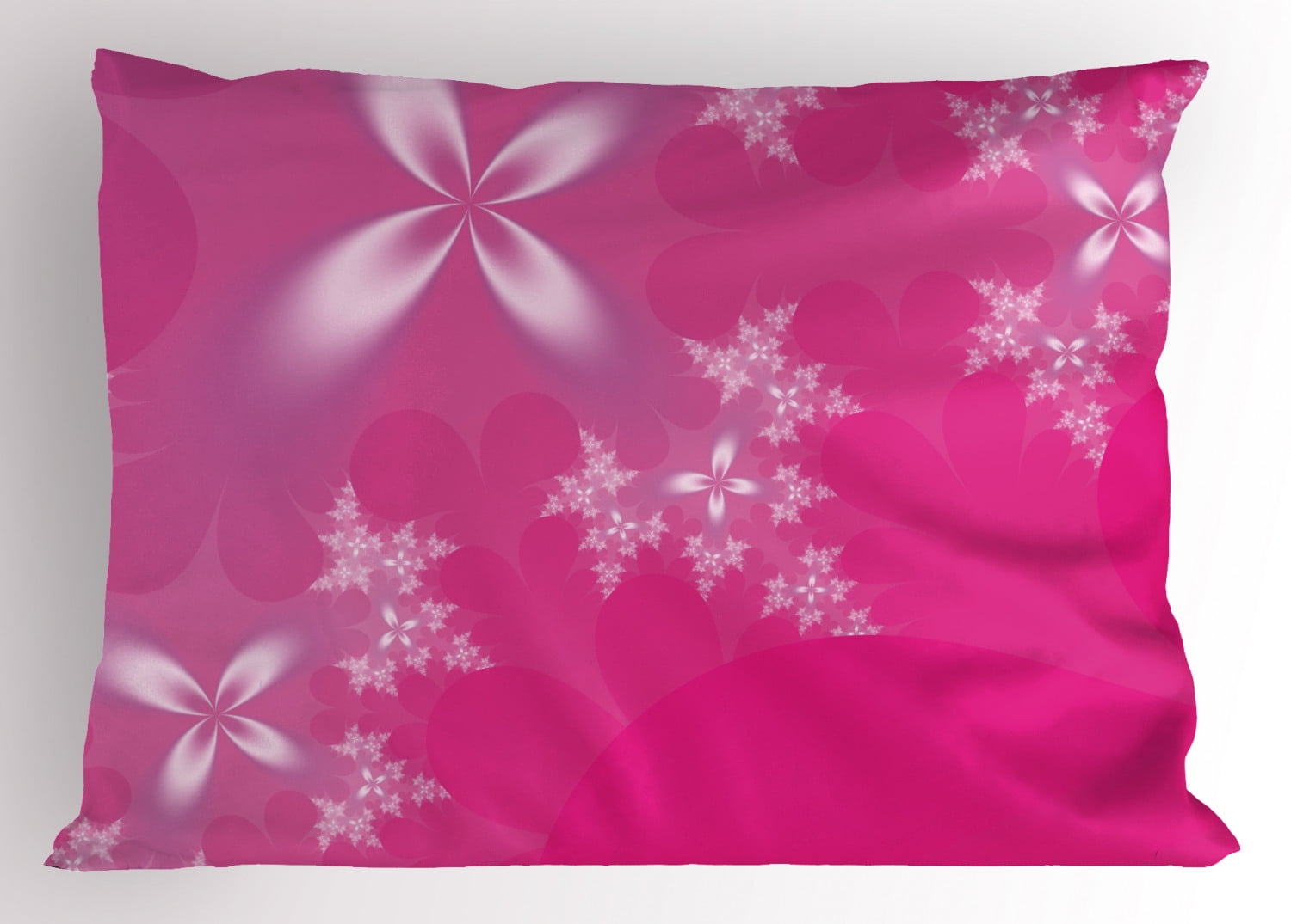 Hot Pink Pillow Sham Vibrant Floral Arrangement on an Abstract Hot Pink