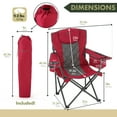 thumbnail image 4 of ARROWHEAD OUTDOOR Portable Folding Camping Quad Chair w/ 6-Can Cooler, Cup & Wine Glass Holders, Heavy-Duty Carrying Bag, Padded Armrests, Headrest, Supports up to 450lbs, USA-Based Support (Red), 4 of 16