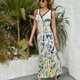 thumbnail image 6 of Watercolor Wildflowers Spring Summer (3) Dress Summer Street Style Bohemia Long Dresses Female Sleeveless Printed Maxi Dress, 6 of 9