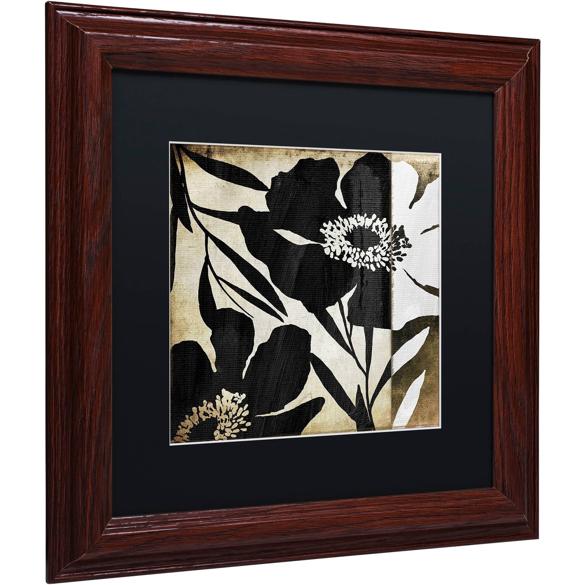 Trademark Fine Art "Floral Jungle Lines II" Canvas Art by Color Bakery Black Matte, Wood Frame