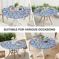 thumbnail image 7 of Spring Floral 44Inch Bohemian Round Tablecloth, Elastic Fitted Table Cover for 38 to 42 Inch Tables, Spill Resistant Easy Care, 7 of 7